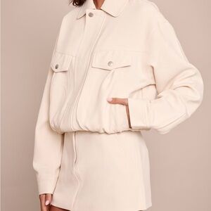 Cream Cropped Jacket with Pocket Flap Detail